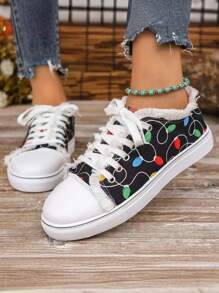 Modische atmungsaktive bedruckte Lässig Sportschuhe, vielseitige flache Studententrainigsschuhe, Segeltuchschuhe für Frauen