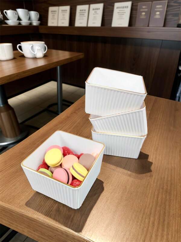 1 pezzo di piatto portaspuntini vintage di colore avorio con ampia capacità e bordo dorato