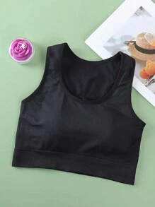 Sujetador deportivo sin costuras para mujer, Top corto deportivo cómodo y elástico con tirantes cruzados en la espalda, transpirable, ropa deportiva para yoga y gimnasio - Negro - Ver 8