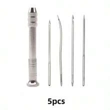 5 Pieces Leather Craft And Shoe Repair Kit Replaceable Needles - Stainless Steel Sewing And Knitting Tools For DIY Projects And Home Shoe Repair - 3.54inch/9cm - View 5