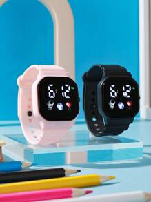 2 Stücke Set/1 Stück Batterie betriebene LED Sport Digitaluhr + 1 Stück coole Regenbogen Leuchtende Uhr, geeignet für Studenten als Alltagsuhr