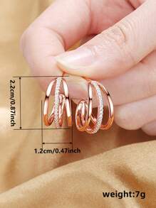 1 Pair Copper Silver Plated Cubic Zirconia Earrings, Suitable For Women's Daily And Festival Wear