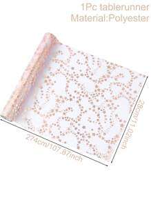 1 pieza 28*274.5cm Camino de mesa estilo estrella en dorado, plateado y rosa dorado, suministros de decoración para mesa de fiesta de cumpleaños, boda, banquete, mantel de 108 pulgadas, tapete para comida, decoración navideña, decoración de fiesta de Año Nuevo 2025 con copo de nieve dorado