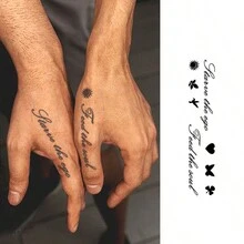 JKCODE TATTOO Bộ 2 hình xăm tạm thời Herb thiết kế cho cặp đôi, bao gồm kiểu nam và nữ cho tay, cổ, xương đòn, vai, ngón tay, dòng chữ "STAVE THE EGO FEED THE SOUL" và "Grab The Hope Line" họa tiết dễ thương, chống thấm nước lên đến 15 ngày - Màu xanh lam - Xem 10