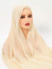 女士速戴雪纺头巾及内衬帽套装，穆斯林休闲祈祷头巾，磁扣设计，轻盈透气，四季皆宜 - 彩色 - 查看 13