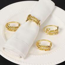 1pc/4pcs Gold/Silver Napkin Rings, Hollow Metallic Star & Moon Design Napkin Rings, Random Style, Suitable For Family Gatherings And Tabletop Decor
