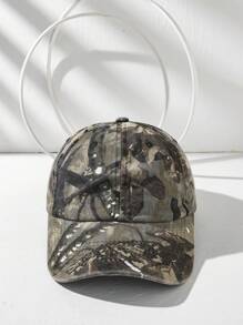 1pc Unisex Washed Denim Camouflage Fashionable Baseball Cap