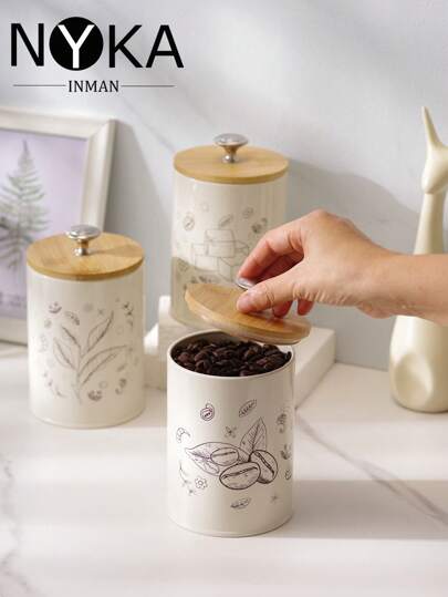 NYKAINMAN 3 件装白色咖啡罐厨房零食罐糖果盒茶罐镀锌铁艺收纳铁盒
