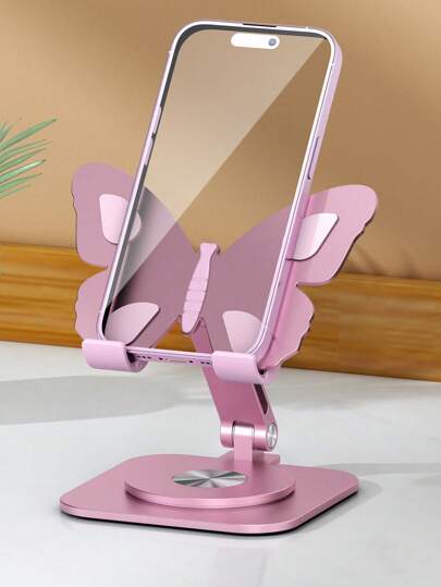 可爱蝴蝶铝合金手机支架，360° 可旋转支架，扁平支架，小型装饰支架，适用于 、Android 手机，生日、家人、朋友手机支架礼物，手机配件