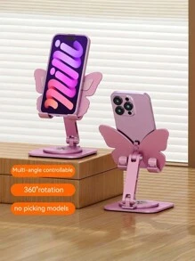 Cute Butterfly Aluminum Alloy Mobile Phone Holder, 360° Rotatable Holder, Flat Holder, Small Decorative Holder - Baby Pink - View 4