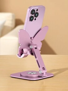 Cute Butterfly Aluminum Alloy Mobile Phone Holder, 360° Rotatable Holder, Flat Holder, Small Decorative Holder - Baby Pink - View 8