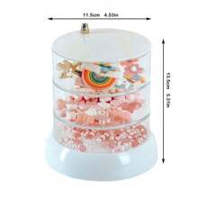 一套旋转饰品收纳盒耳环耳钉儿童小女孩头绳小发夹发饰整理盒头饰盒 - 彩色 - 查看 2