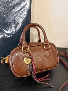 时尚女士小众手提包，新款时尚单肩托特包邮差斜挎小方包 - 咖啡棕 - 查看 10