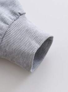 Young Boy Cartoon Baseball And Slogan Print Sweatshirt Crewneck Sweatshirt For Girl Casual Comfy Fall And Winter Fashion Outfits Cute Clothes - Grey - View 5