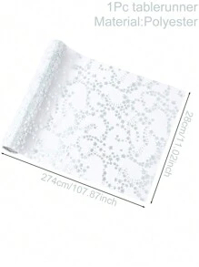 1 pieza 28*274.5cm Camino de mesa estilo estrella en dorado, plateado y rosa dorado, suministros de decoración para mesa de fiesta de cumpleaños, boda, banquete, mantel de 108 pulgadas, tapete para comida, decoración navideña, decoración de fiesta de Año Nuevo 2025 con copo de nieve dorado