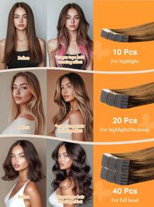 #27 Natural Style Human Hair High Quality Tape In Hair Extensions, Tape Adhesive Straight Hair Extensions For Women, 20 Pcs/Package, Ultra-Thin & Undetectable For A Flawless Look, Ideal For Date Nights, Holidays & Celebrations, Soft & Silky For A Natural Blend, Stays For Weeks, #1B, #2, #4, #613, #99J, #27, #4P27, #60, #8 - S27 - 查看 6