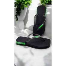 Personalized Women's Flip Flops In Stylish Shiny Glitter - 橙色/綠色 - 查看 3