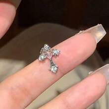 4 件/套锆石耳钉、螺丝耳钉、烟花设计耳钉、高品质蝴蝶耳饰 - 粉色 - 查看 2