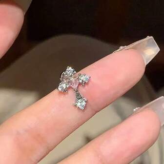 4pcs/Set Zirconia Cross Ear Stud, Screw Stud, Firework Design Cartilage Earring, High Quality Butterfly Ear Jewelry