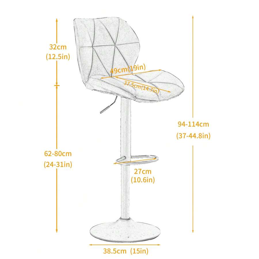 CLIPOP Velvet Bar Stools Set Of 2 Height Adjustable Kitchen Breakfast