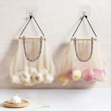 1 pieza Bolsa colgante de almacenamiento de cocina, bolsa perforada para almacenar cebollas, ajos, frutas y verduras