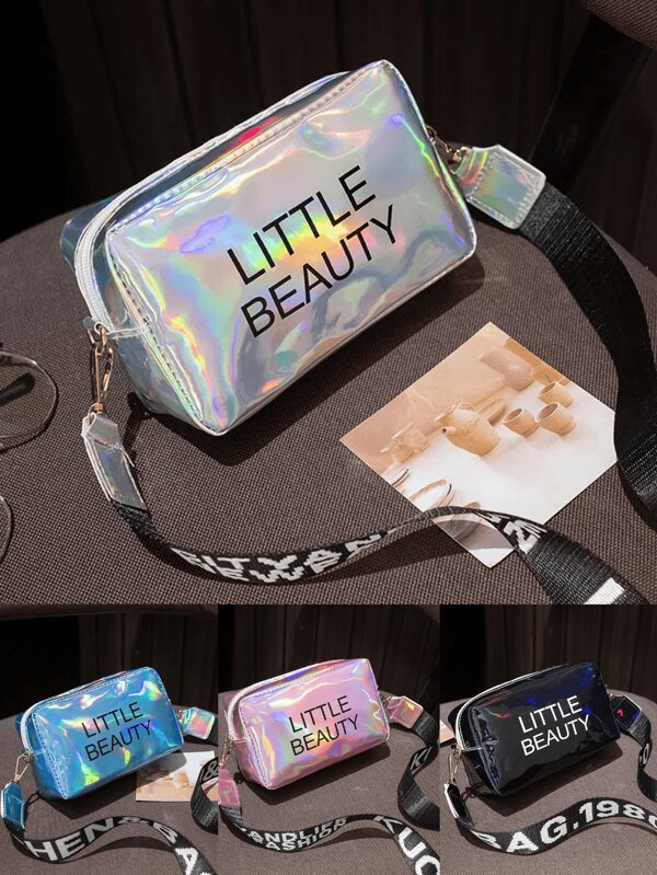 Cell Phone Coin Small Bag Female Fashion Laser Shoulder Crossbody Printed Letters