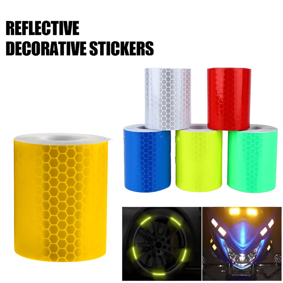 6 Stück Sechseck-Reflektierende Aufkleber, Auto Reflektierende Dekoraufkleber, Fahrzeug Reflektierende Folie, Reflektierende Streifen, Kollisionswarnaufkleber