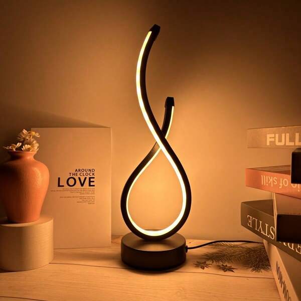 1pc Modern Desk Lamp - LOVE, Alimentado por USB, 3 Cores Reguláveis, Adequado para Vários Tipos de Quartos