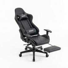 Gaming Chair With Footrest And Reclining Function, Ergonomic Office Chair With Neck And Hip Pads, Lie-Flat Sleeping Position, Max. Weight Capacity 130 Kg