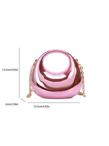 Acrylic Mirror Moon Box Mini Handbag, Candy Color Crescent Moon Bag, Fashionable Versatile Chain Shoulder/Crossbody Bag, Lipstick Pouch, Earphone Case, Valentine's Day Gift