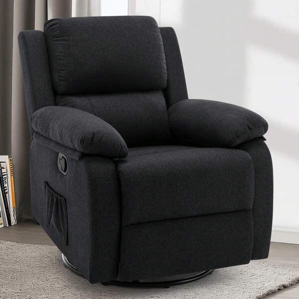 KORSER Recliner Chair, 360 Swivel Rocker Chair For Adults, Small Rocking Recliner Chair For Small Spaces, Upholstered Fabric Glider Recliner Nursery Chair With Side Pockets For Living Room, Nursery,Multiple Colors