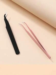 2pcs Black Powder False Eyelash Tweezers Eyelash Tool Clip Eyelash Trim Eyelash Graft Eyelash Curler Dolphin Gold Feather Clip High Precision Flowering Tweezers