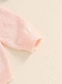 Suéter de punto de otoño para niñas, cárdigan de manga larga de color liso con botones, abrigo de punto - Rosa - Ver 6