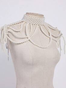 1 Pezzo Ciondolo per spalla in perle lavorato a mano elegante e vintage, accessorio per spose, matrimoni, feste ed eventi per donne