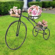 OUKANING Tricycle Planter Metal Plant Stand Baskets Bicycle Garden Bike Flower Pot Decor - màu đen - Xem 1