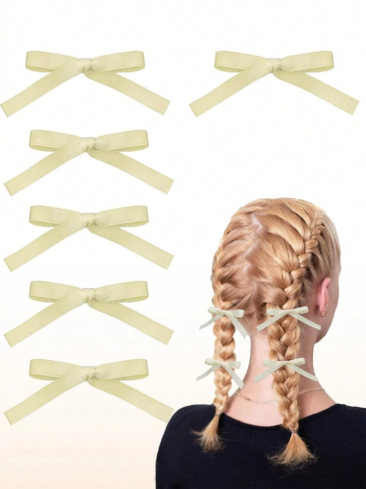 女の子用リボンヘアクリップ6個セット、きれいな赤いリボンのヘア