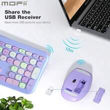 JOMAA Jomma無線鍵盤滑鼠套裝,超薄精巧2.4g Usb全尺寸無線鍵盤鼠標套裝,可愛110鍵電腦鍵盤,適用於pc、notebook、macbook、tablet、laptop、windows系統（紫色） - 紫色 - 查看 3