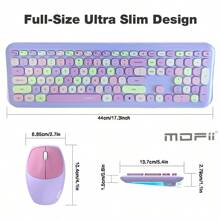 JOMAA Jomma無線鍵盤滑鼠套裝,超薄精巧2.4g Usb全尺寸無線鍵盤鼠標套裝,可愛110鍵電腦鍵盤,適用於pc、notebook、macbook、tablet、laptop、windows系統（紫色） - 紫色 - 查看 5