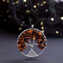 1 chiếc vòng cổ mặt dây chuyền hình cây sự sống bằng dây đồng pha lê tổng hợp dành cho nam - Thích hợp để đeo hàng ngày, làm quà tặng Giáng sinh, Năm mới, Ngày lễ tình nhân và ngày lễ - Nhiều màu - Xem 7