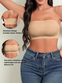 SHARICCA 3PCS Women's Strapless Bra Non-Slip Silicone Non-Padded Basic Bra Wireless Tube Bra - SET-4 - 查看 2