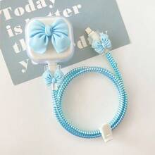 Bộ 5 miếng bảo vệ cáp hình nơ tương thích với iPhone, chống gãy, phù hợp với bộ sạc phích cắm Anh 20w - nhiều màu - Xem 5