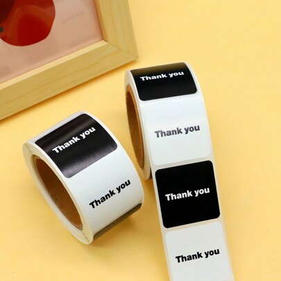 300pcs Simple Black And White Gratitude Stickers Cake Baking Decoration Stickers Gift Packaging Sealing Stickers Handmade Gratitude Labels Back To School