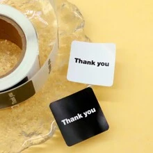 300pcs Simple Black And White Gratitude Stickers Cake Baking Decoration Stickers Gift Packaging Sealing Stickers Handmade Gratitude Labels Back To School