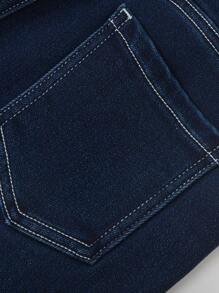 Balabala Tween 男童保暖直筒裤时尚保暖长裤 2024 年秋冬季款 - 牛仔深藍 - 查看 7