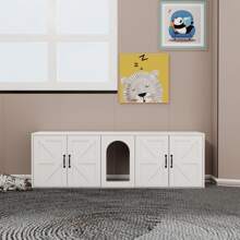 FKZNPJ Litter Box Enclosure For 2 Cats  Modern Cat Litter Box Furniture With Double Room Wooden Litter Box Furniture With Cat Door