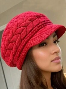 Women's Outdoor Thick Warm Knit Beanie, Retro Solid Color Knitted Beret Hat, Lightweight And Windproof Winter Fall - Multicolor - View 15