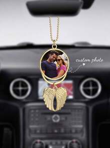 Accesorio personalizado para el espejo retrovisor del coche con foto, regalo de aniversario y pareja, accesorios personalizados para el coche