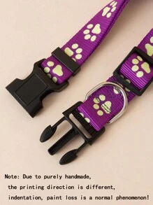 Collar con estampado de huella para mascotas, collar fluorescente de visión nocturna universal para perros y gatos para usar tanto en interiores como en exteriores