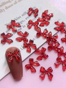 50 piezas de decoración de uñas 3D, rojo oscuro, borgoña, rojo oscuro, moño, adecuado para crear arte de uñas, estilo lindo, accesorios de decoración de moda DIY, a juego con uñas brillantes y mates, uñas largas, uñas cortas, uñas almendradas, piezas de uñas de ballet, uñas puntiagudas francesas todas son adecuadas