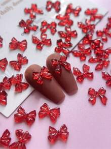 50 piezas de decoración de uñas 3D, rojo oscuro, borgoña, rojo oscuro, moño, adecuado para crear arte de uñas, estilo lindo, accesorios de decoración de moda DIY, a juego con uñas brillantes y mates, uñas largas, uñas cortas, uñas almendradas, piezas de uñas de ballet, uñas puntiagudas francesas todas son adecuadas